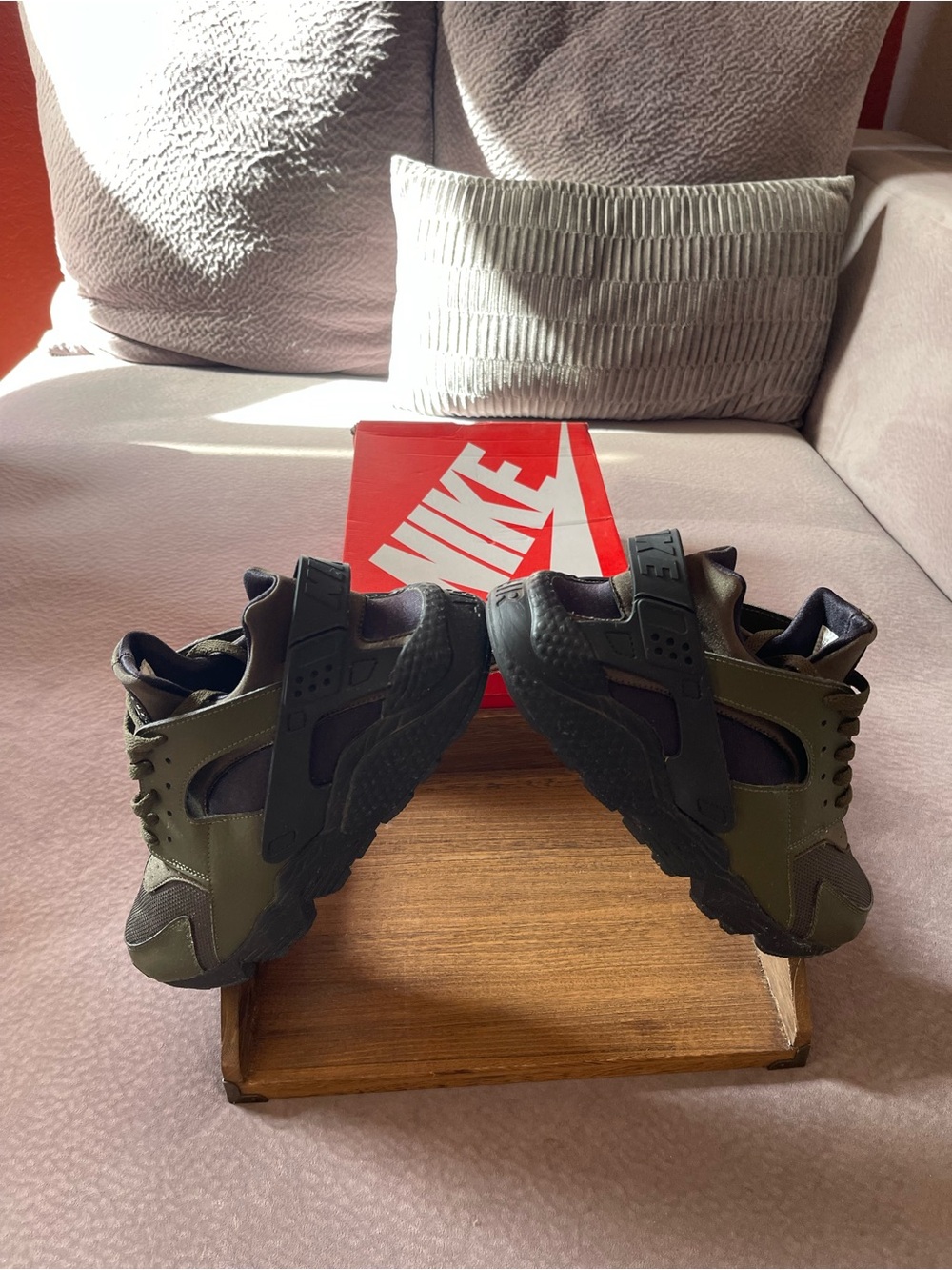 Nike Olive Green and Black Athletic Sneakers